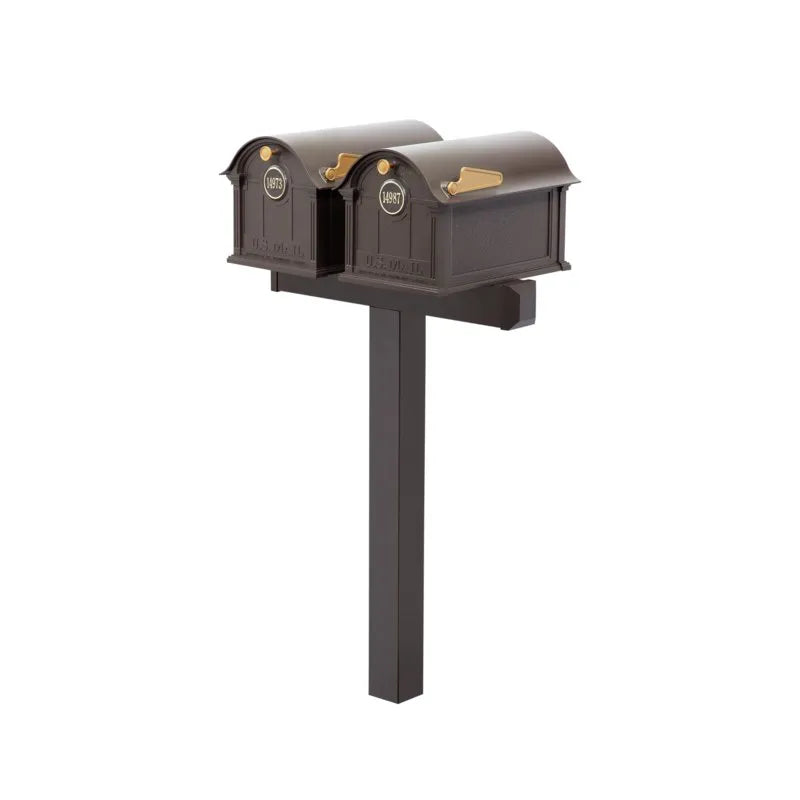 Balmoral Duo Mount Mailbox - 2 Mailboxes, Duo Mount Post, 2 Door Medallions