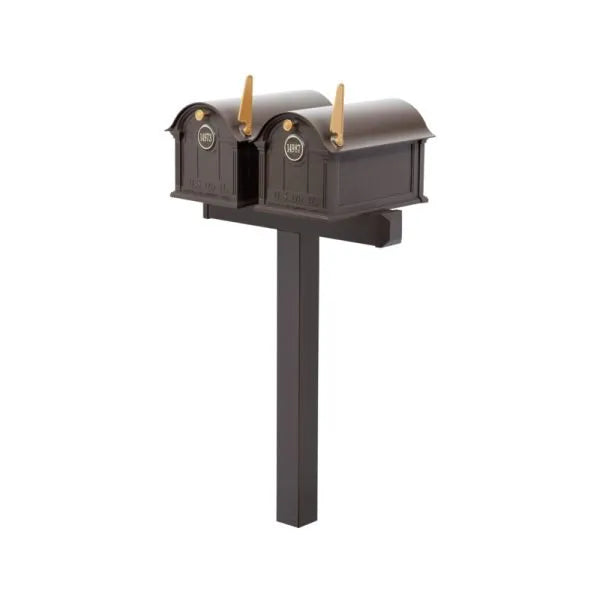 Balmoral Duo Mount Mailbox /w/ Personalized Door Medallion (2 Mailboxes, Duo Mount Post, 2 Door Medallions)