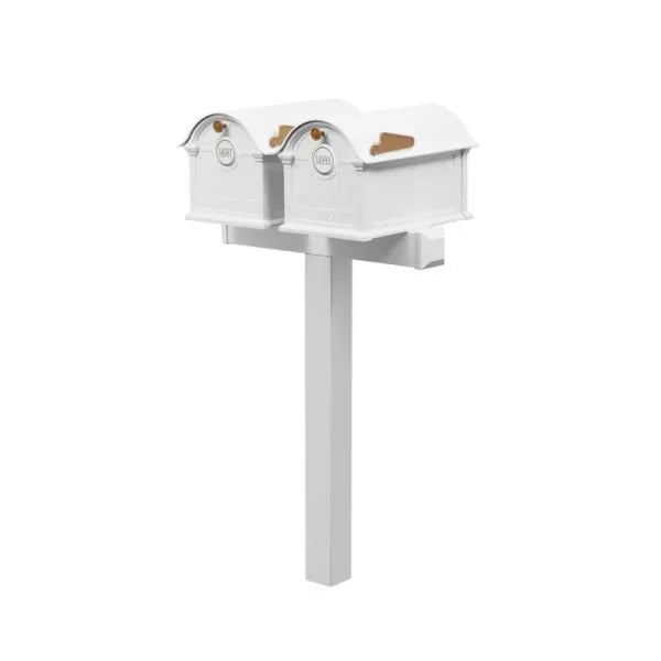 Balmoral Duo Mount Mailbox /w/ Personalized Door Medallion (2 Mailboxes, Duo Mount Post, 2 Door Medallions)