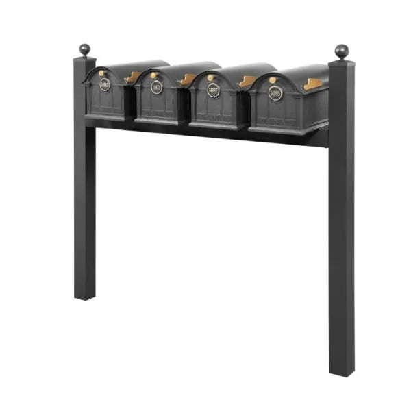 Balmoral Quad Mount Mailbox /w/ Ball Finials & Personalized Door Medallion (4 Mailboxes, Quad Mount Rack, 4 Medallions)