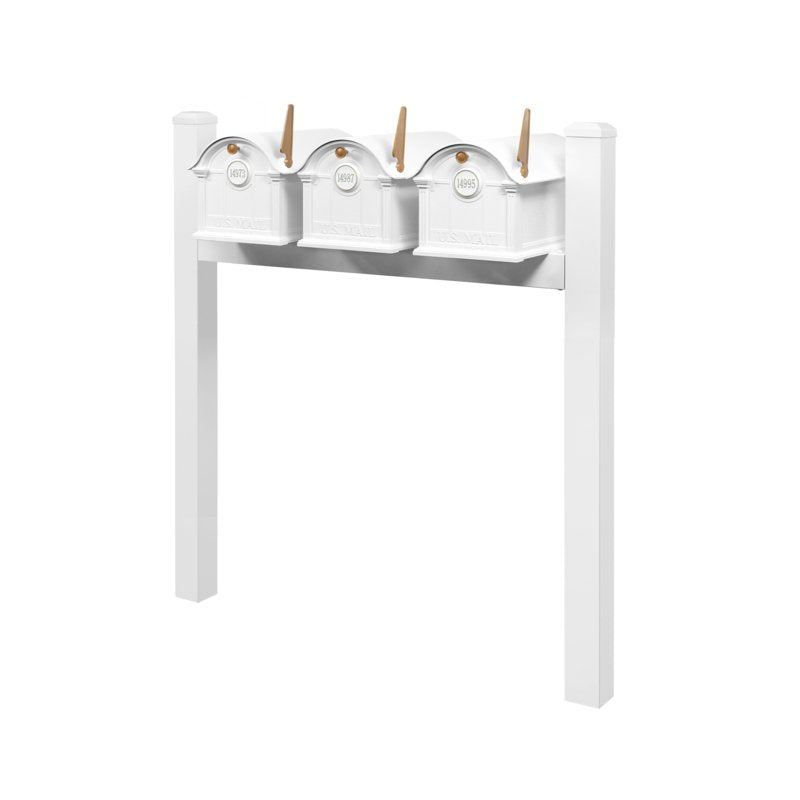 Balmoral Triple Mount Mailbox /w/ Pyramid Caps, Personalized Door Medallion (3 Mailboxes, Tri-Mount Rack, 3 Medallions)