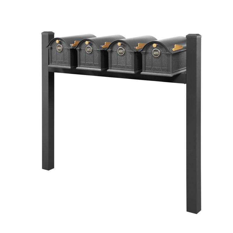 Balmoral Quad Mount Mailbox /w/ Pyramid Caps & Personalized Door Medallion (4 Mailboxes, Quad Mount Rack, 4 Medallions)
