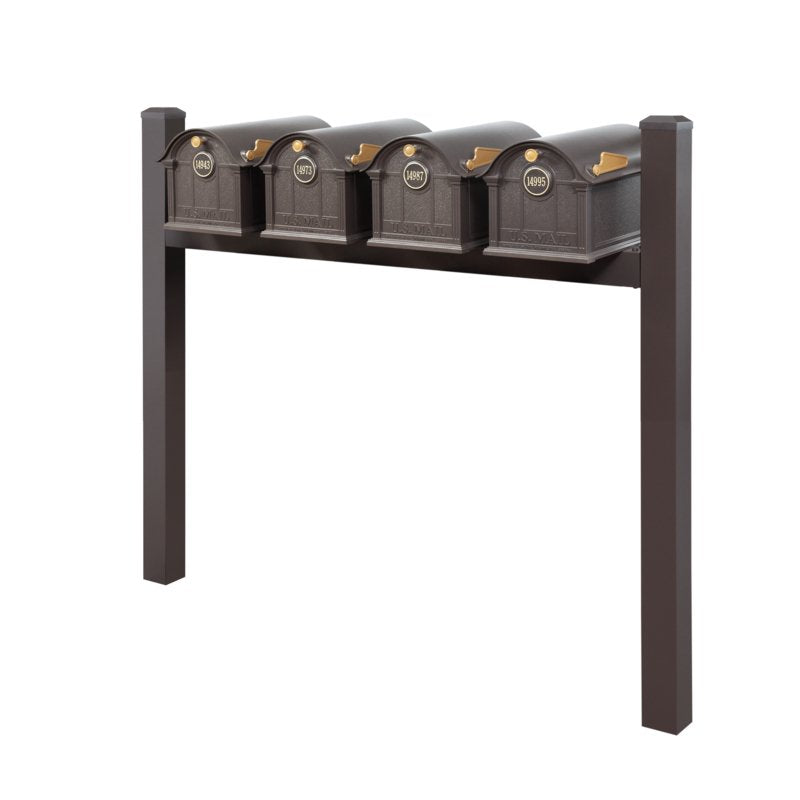 Balmoral Quad Mount Mailbox /w/ Pyramid Caps & Personalized Door Medallion (4 Mailboxes, Quad Mount Rack, 4 Medallions)