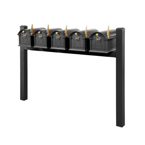Balmoral Quint Mount Mailbox /w/ Pyramid Caps & Personalized Door Medallion (5 Mailboxes, Quint Mount Rack, 5 Medallions)