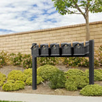 Balmoral Quint Mount Mailbox /w/ Ball Finials, Personalized Door Medallion, Newspaper Box (5 Mailboxes, Tri-Mount Rack, 5 Newspaper Boxes, 5 Medallions)