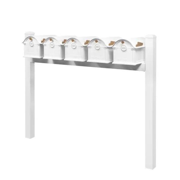 Balmoral Quint Mount Mailbox /w/ Pyramid Caps & Personalized Door Medallion (5 Mailboxes, Quint Mount Rack, 5 Medallions)