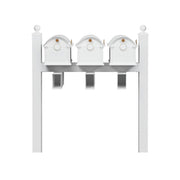 Balmoral Triple Mount Mailbox /w/ Ball Finials, Personalized Door Medallion, Newspaper Box (3 Mailboxes, Tri-Mount Rack, 3 Newspaper Boxes, 3 Medallions)