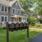 Balmoral Quint Mount Mailbox /w/ Pyramid Caps, Personalized Door Medallion, Newspaper Box (5 Mailboxes, Tri-Mount Rack, 5 Newspaper Boxes, 5 Medallions)