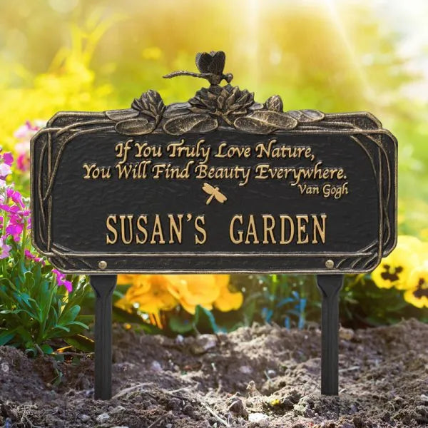 Dragonfly Garden Quote Personalized Lawn Plaque