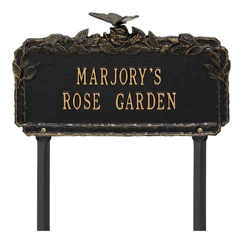 Butterfly Rose Garden Personalized Lawn Plaque