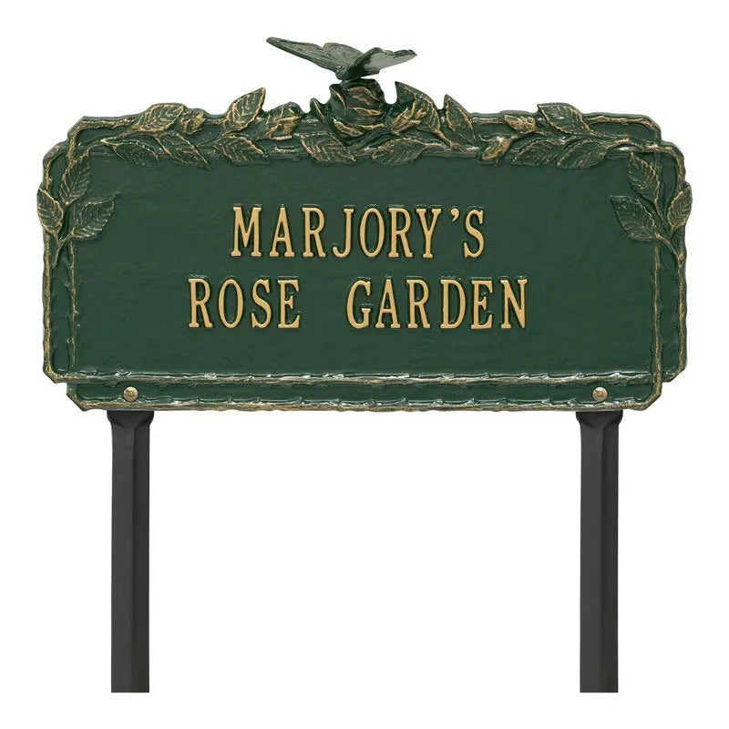 Butterfly Rose Garden Personalized Lawn Plaque