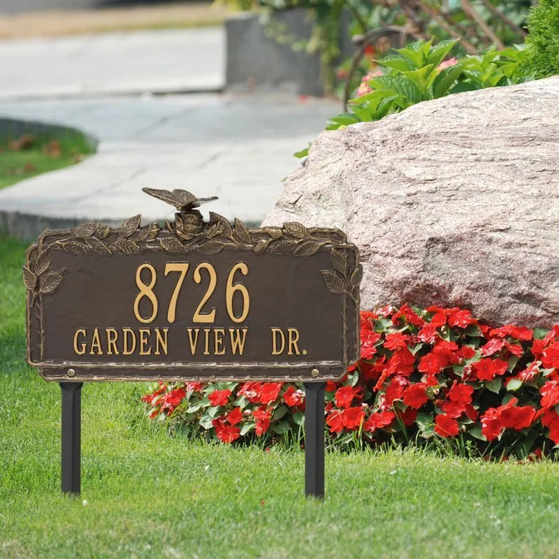 Butterfly Rose Garden Personalized Lawn Plaque