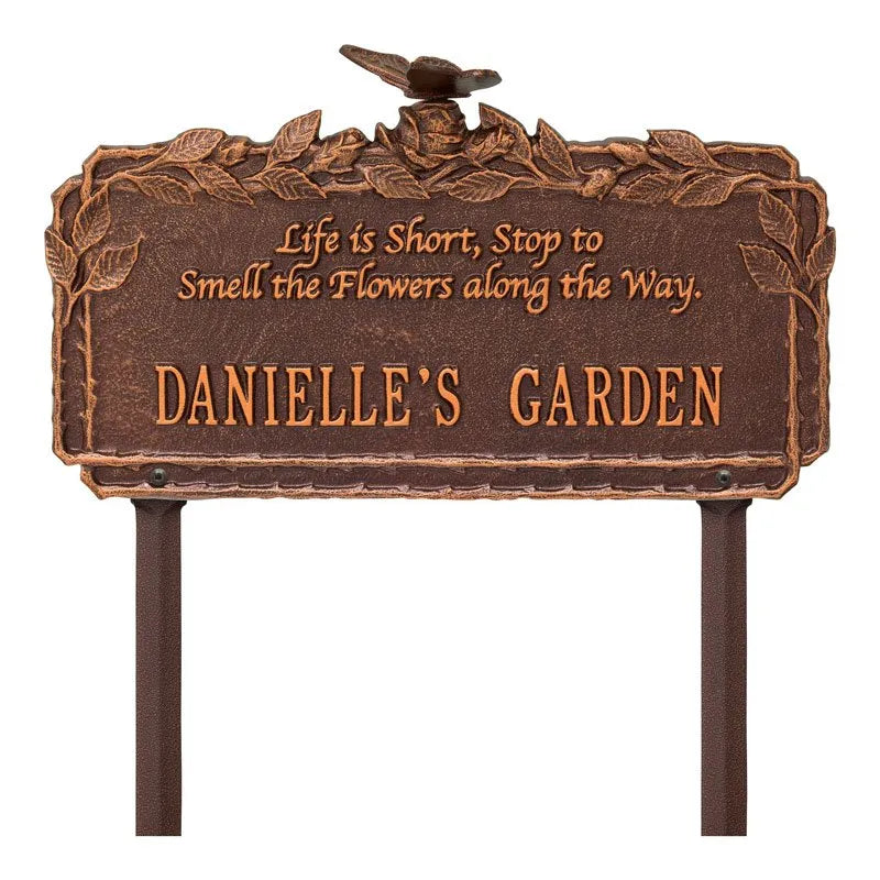 Butterfly Rose Garden Quote Personalized Lawn Plaque