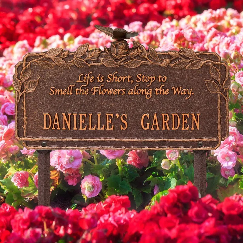 Butterfly Rose Garden Quote Personalized Lawn Plaque