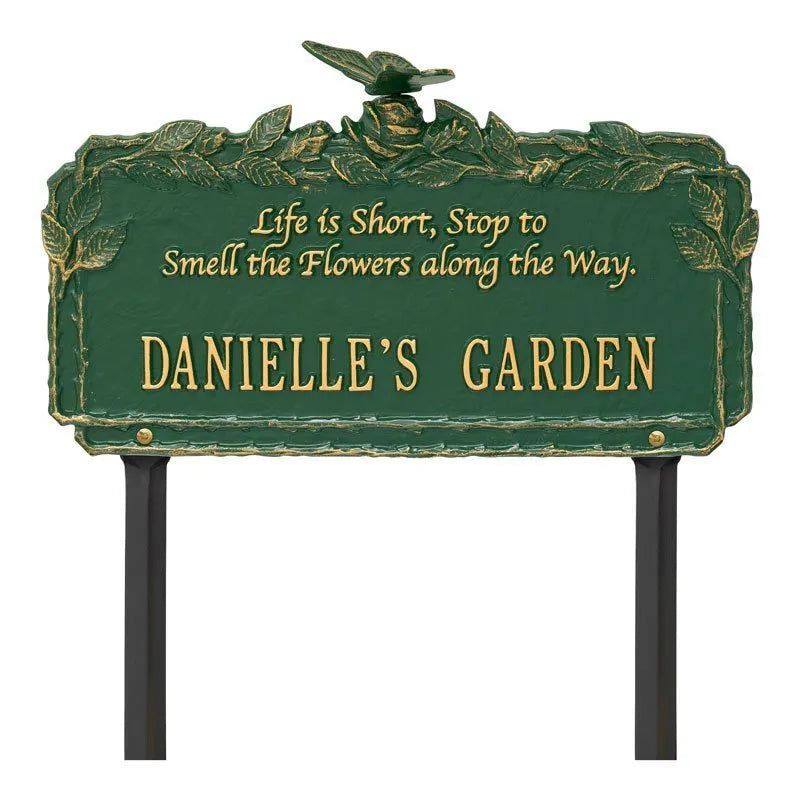Butterfly Rose Garden Quote Personalized Lawn Plaque