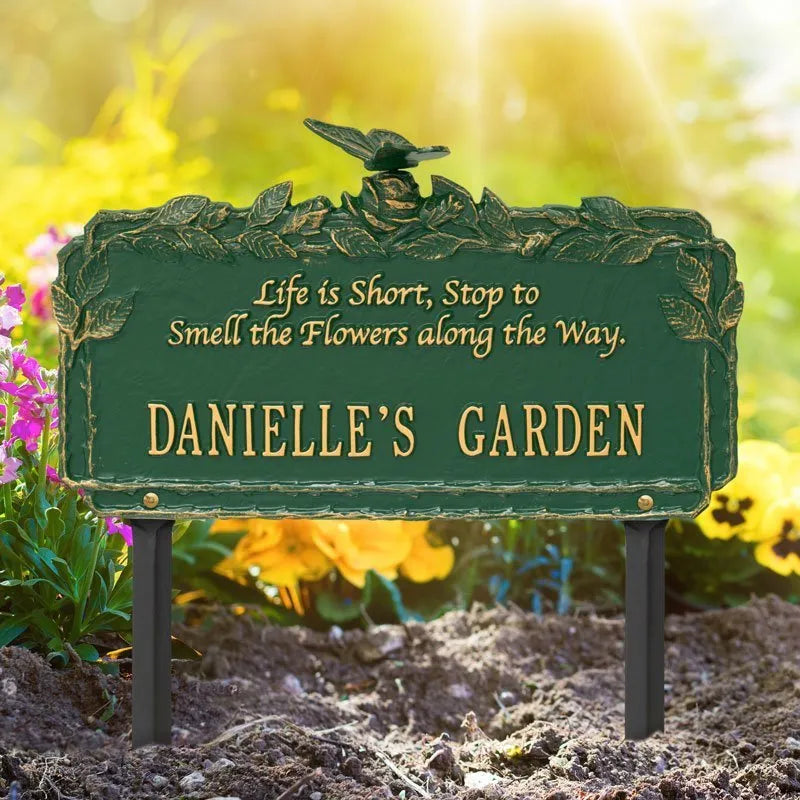 Butterfly Rose Garden Quote Personalized Lawn Plaque