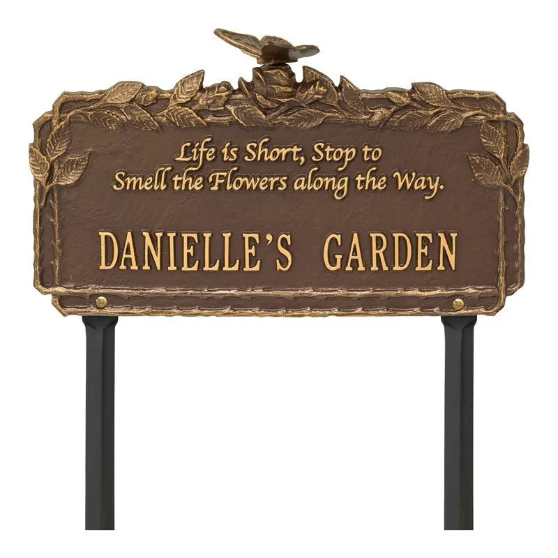 Butterfly Rose Garden Quote Personalized Lawn Plaque