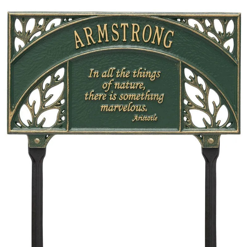 Aristotle Garden Personalized Lawn Plaque