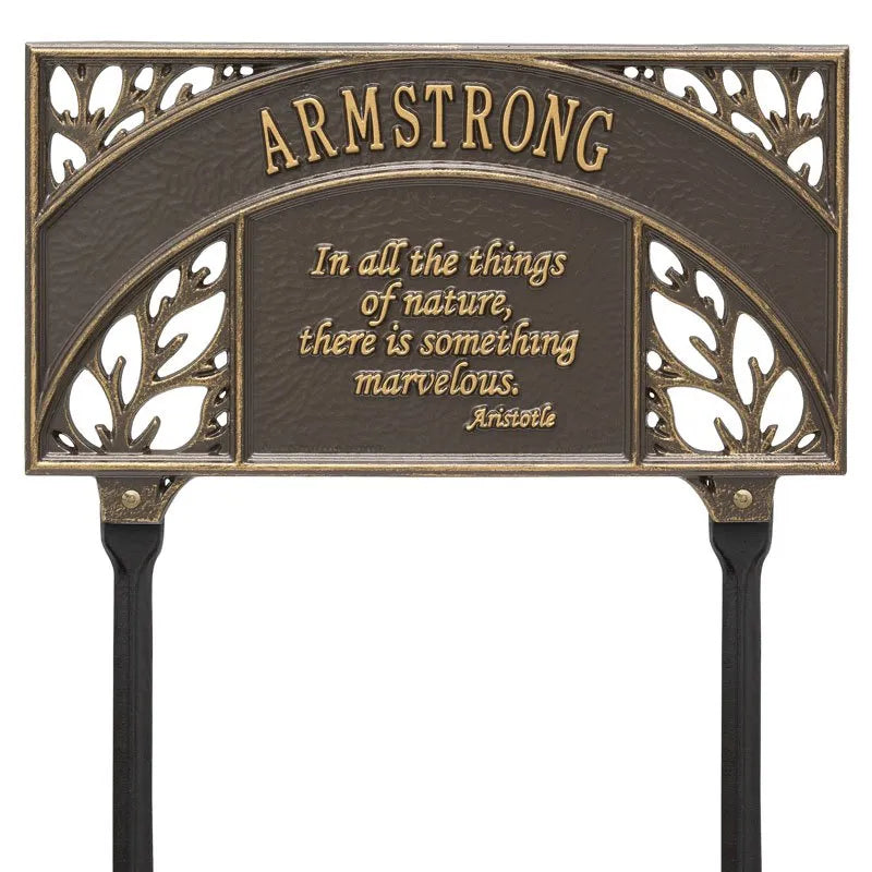 Aristotle Garden Personalized Lawn Plaque