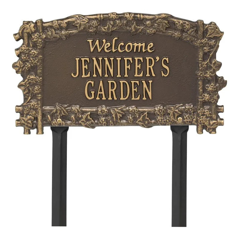 Ivy Trellis Garden Welcome Personalized Lawn Plaque