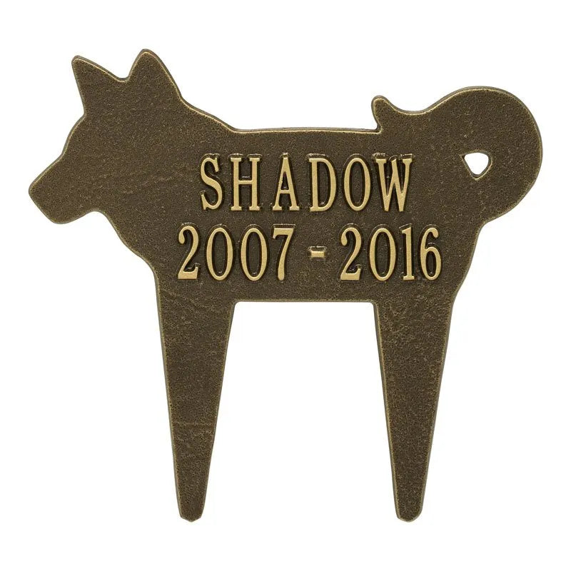 Dog Silhouette Pet Memorial Personalized Lawn Plaque