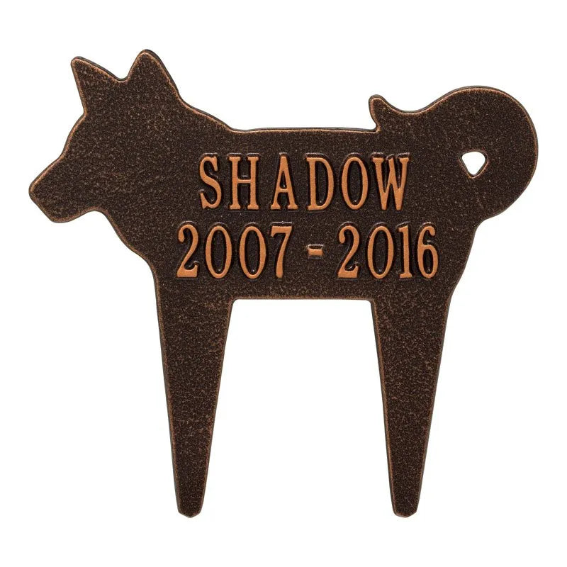 Dog Silhouette Pet Memorial Personalized Lawn Plaque
