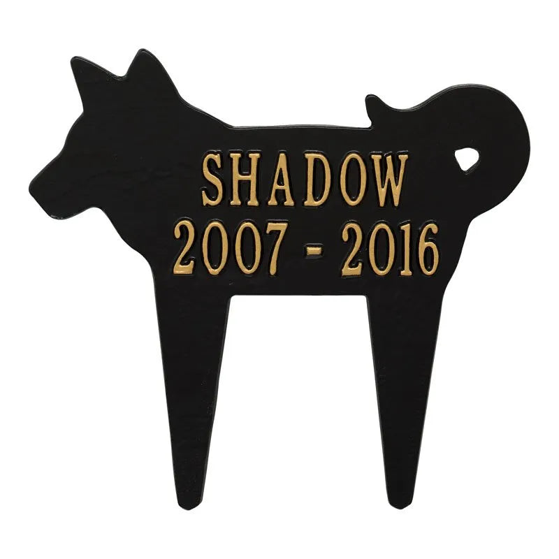 Dog Silhouette Pet Memorial Personalized Lawn Plaque