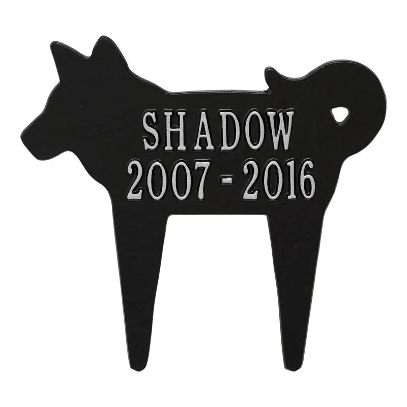 Dog Silhouette Pet Memorial Personalized Lawn Plaque