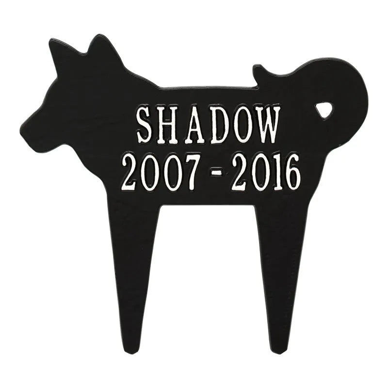Dog Silhouette Pet Memorial Personalized Lawn Plaque