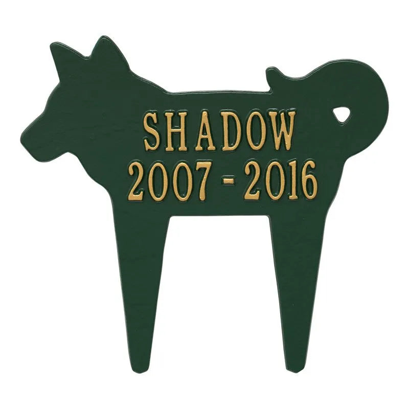 Dog Silhouette Pet Memorial Personalized Lawn Plaque