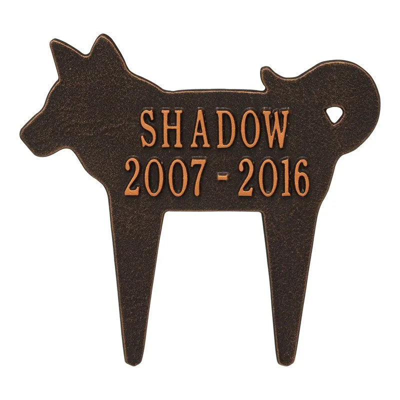 Dog Silhouette Pet Memorial Personalized Lawn Plaque