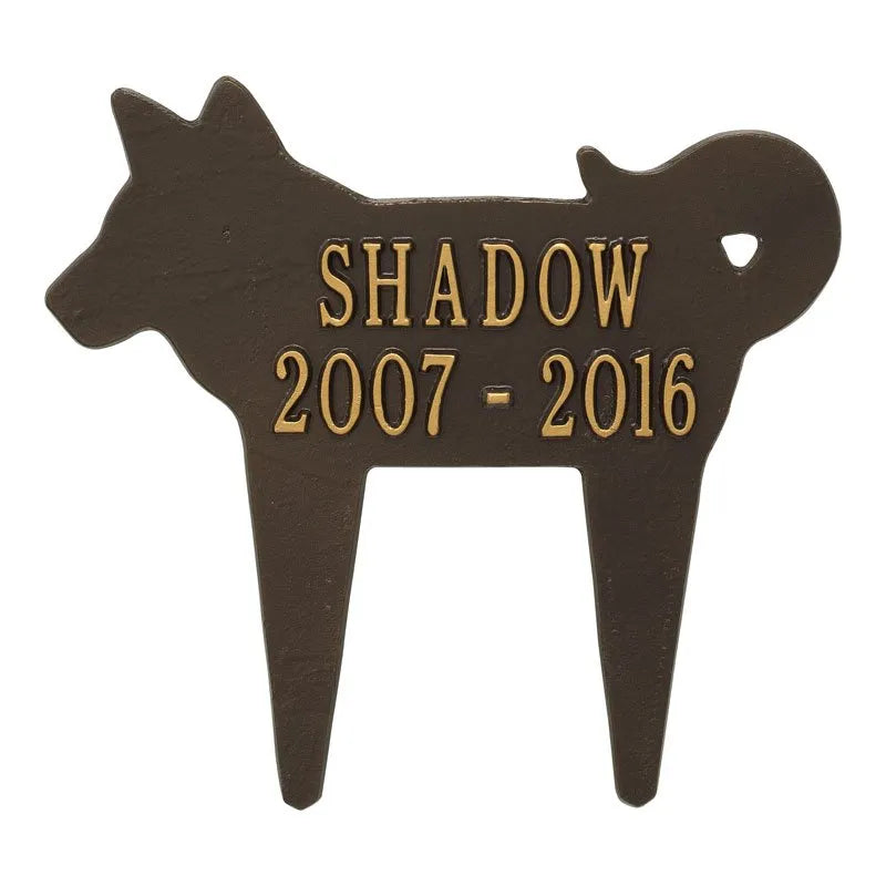 Dog Silhouette Pet Memorial Personalized Lawn Plaque