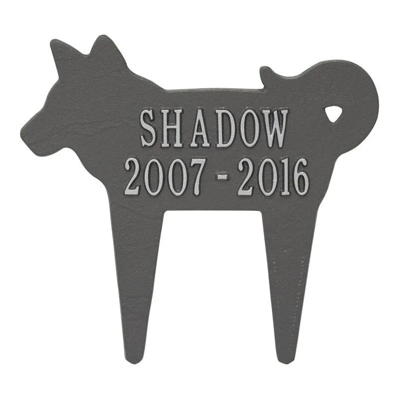 Dog Silhouette Pet Memorial Personalized Lawn Plaque