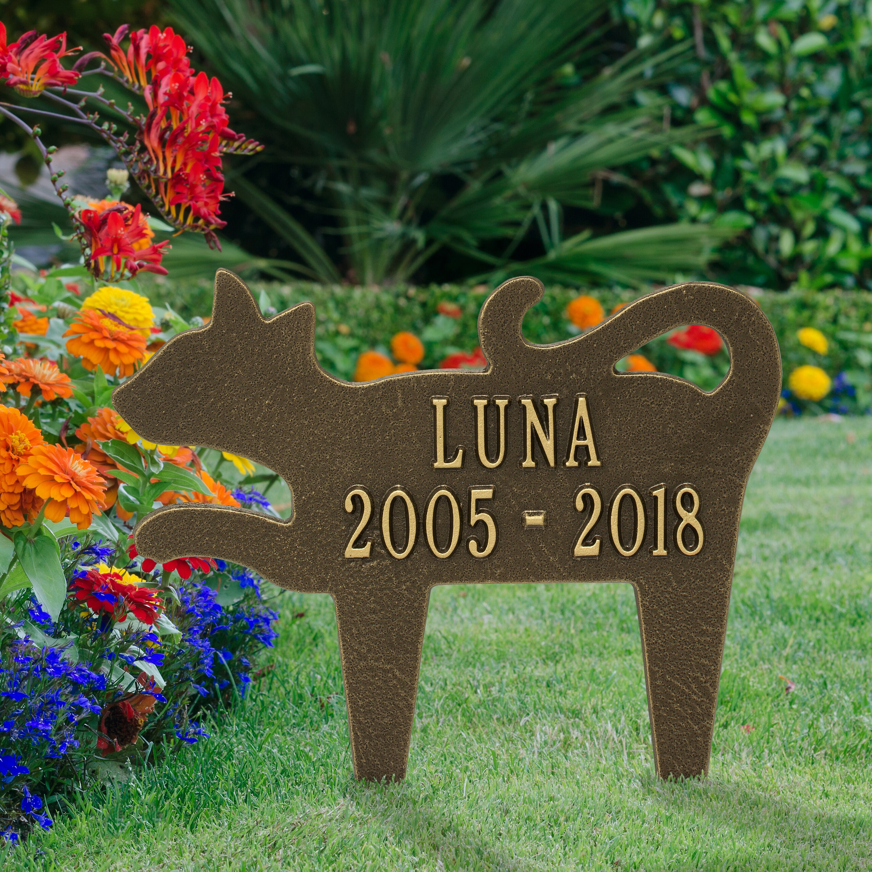 Cat Silhouette Pet Memorial Personalized Lawn Plaque