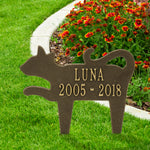Cat Silhouette Pet Memorial Personalized Lawn Plaque