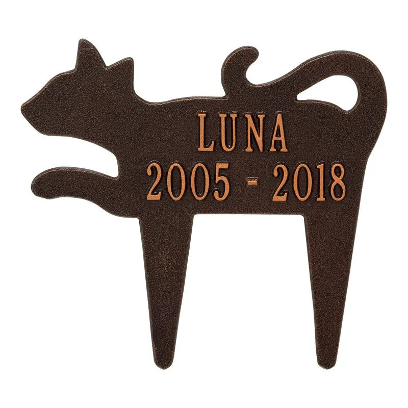 Cat Silhouette Pet Memorial Personalized Lawn Plaque