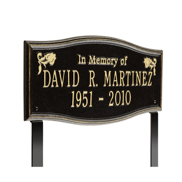 Personalized Cast Metal Memorial Lawn Sign - The Alexandria, In Memory, Commemoration Sign. Made in the USA. Ground Mounted Plaque