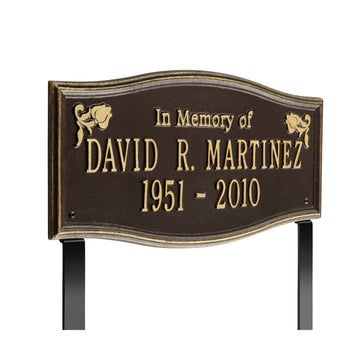 Personalized Cast Metal Memorial Lawn Sign - The Alexandria, In Memory, Commemoration Sign. Made in the USA. Ground Mounted Plaque