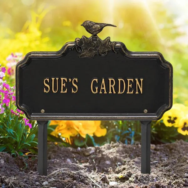 Chickadee Ivy Garden 1-Line Personalized Lawn Plaque