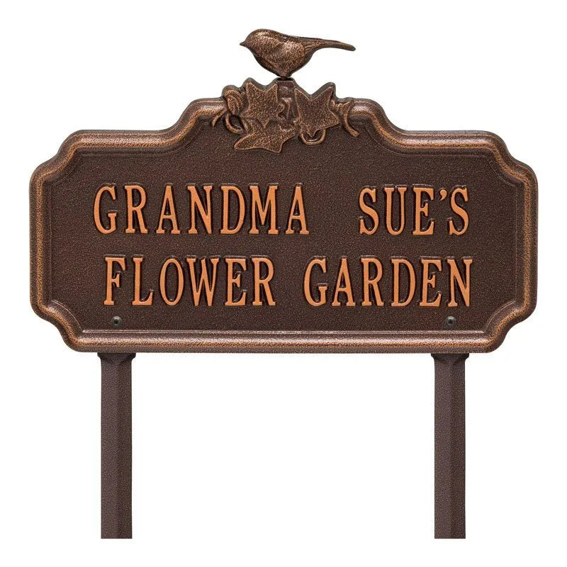 Chickadee Ivy Garden 2-Line Personalized Lawn Plaque