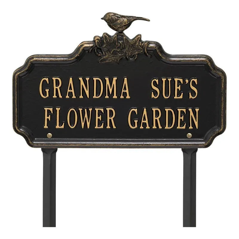 Chickadee Ivy Garden 2-Line Personalized Lawn Plaque