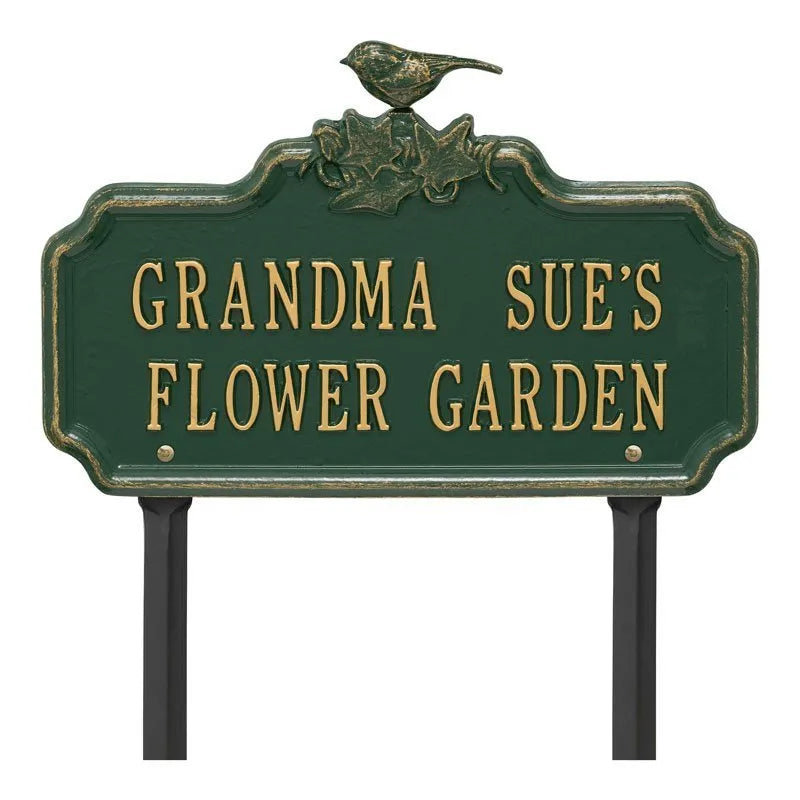 Chickadee Ivy Garden 2-Line Personalized Lawn Plaque