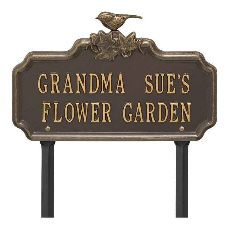 Chickadee Ivy Garden 2-Line Personalized Lawn Plaque