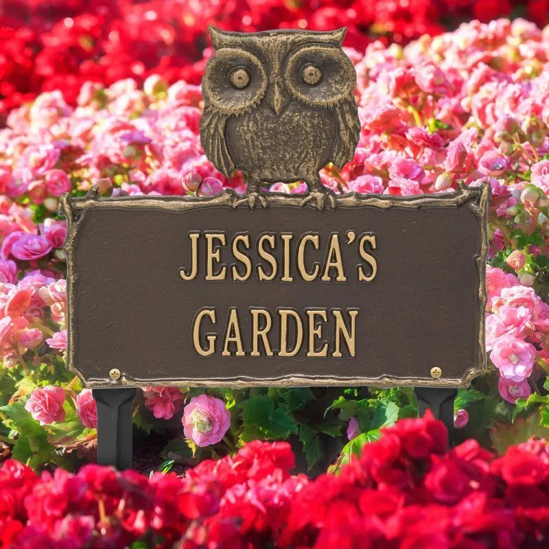 Owl Garden Personalized Lawn Plaque