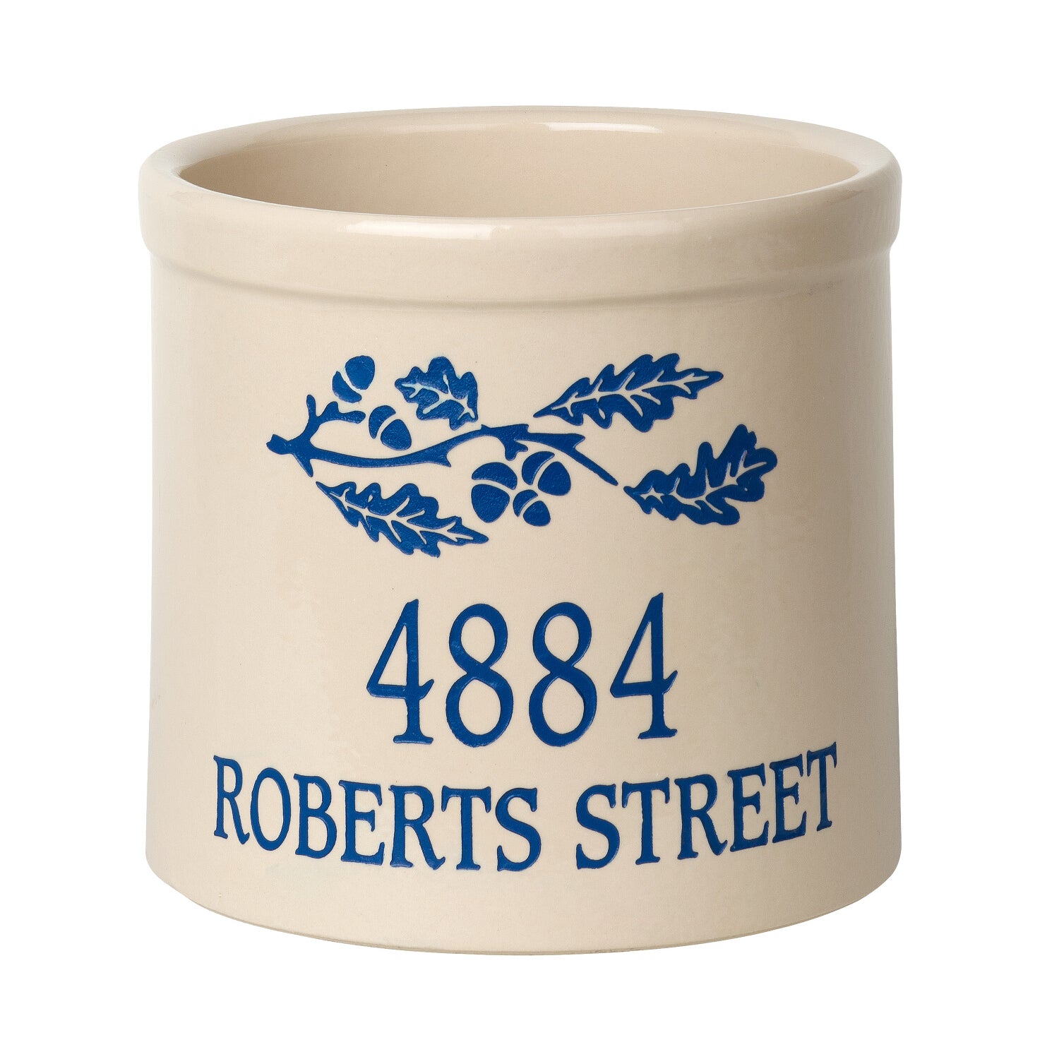 Personalized Oak Branch Address 2 Gallon Crock
