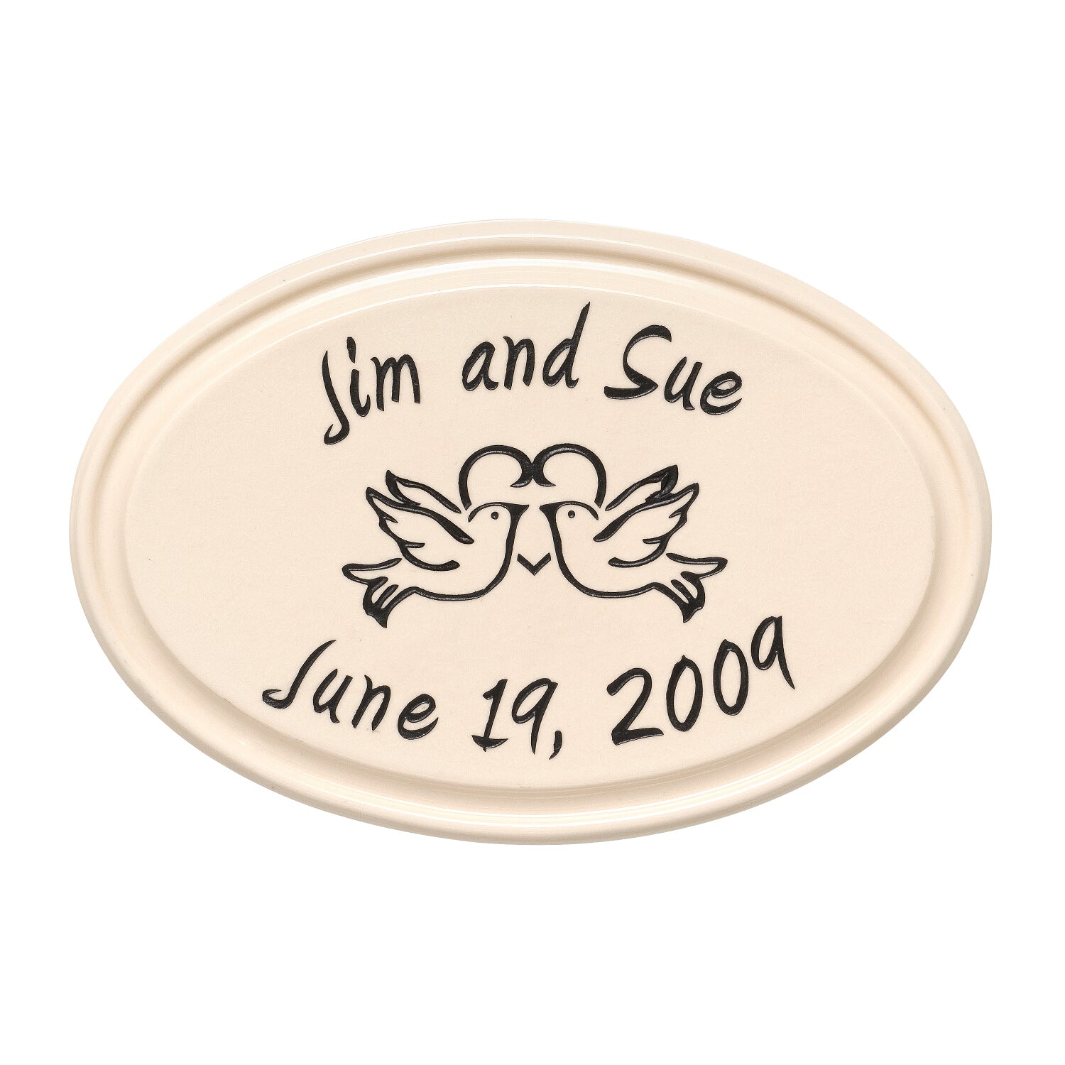 Anniversary Heart & Birds Ceramic Personalized Plaque