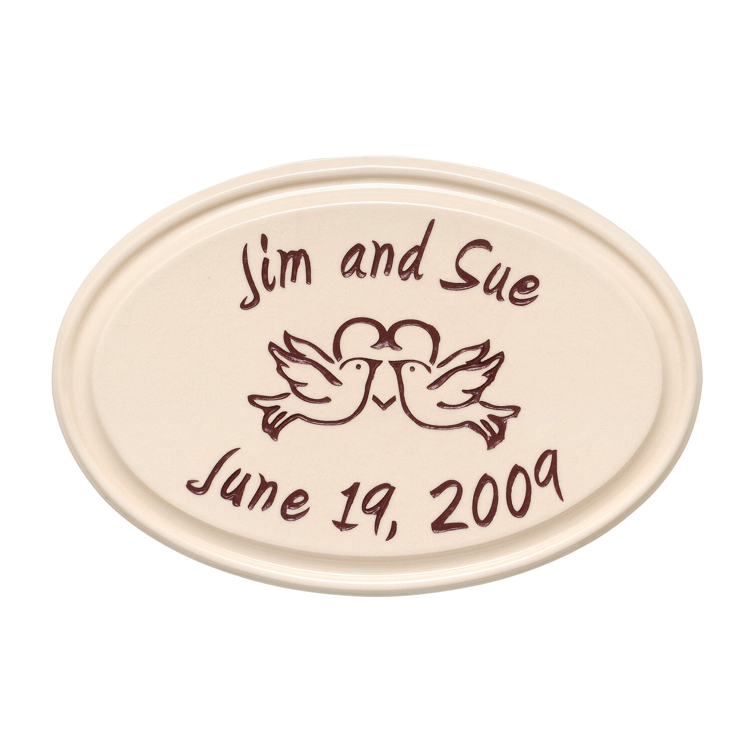 Anniversary Heart & Birds Ceramic Personalized Plaque