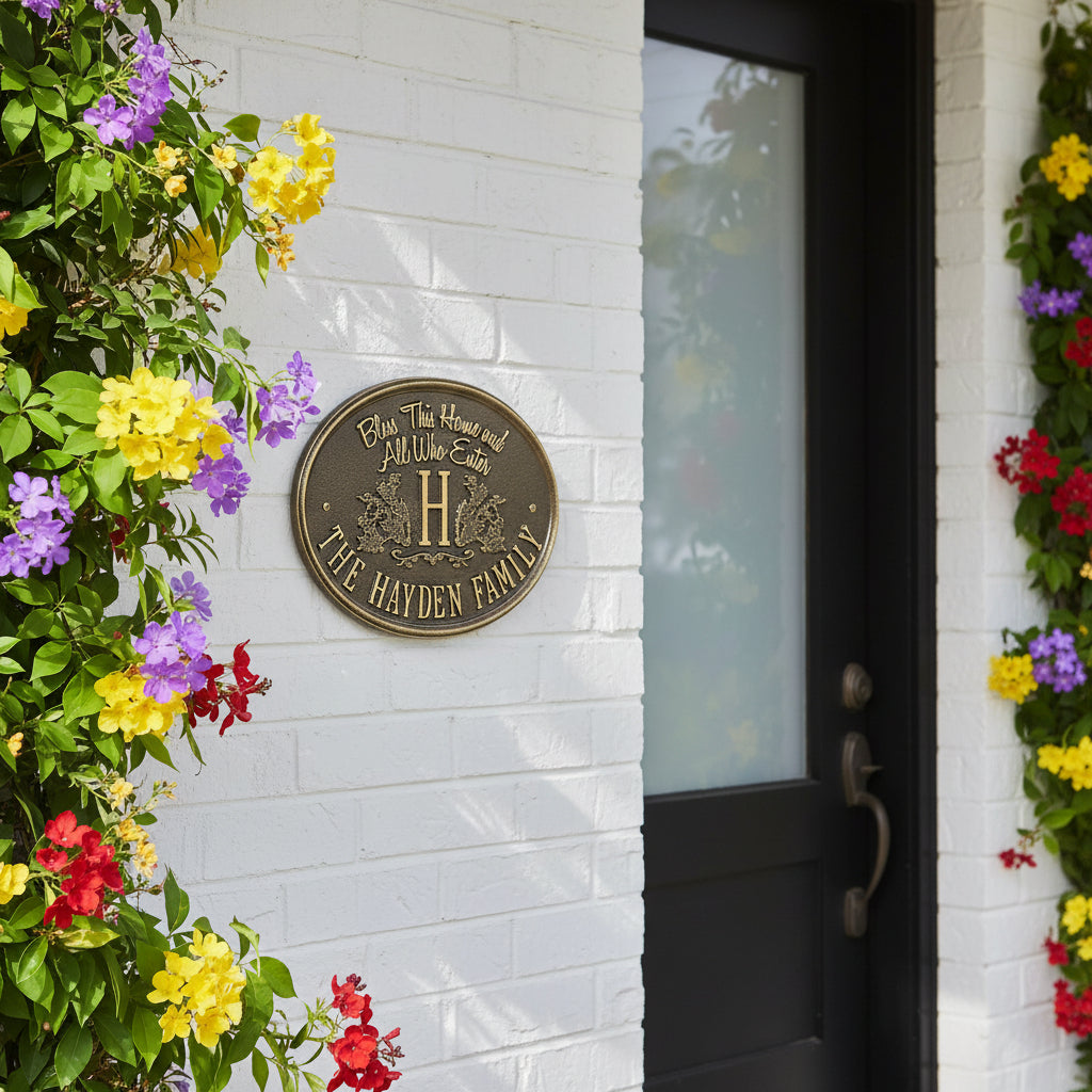 Bless This Home Monogram Oval Personalized Plaque