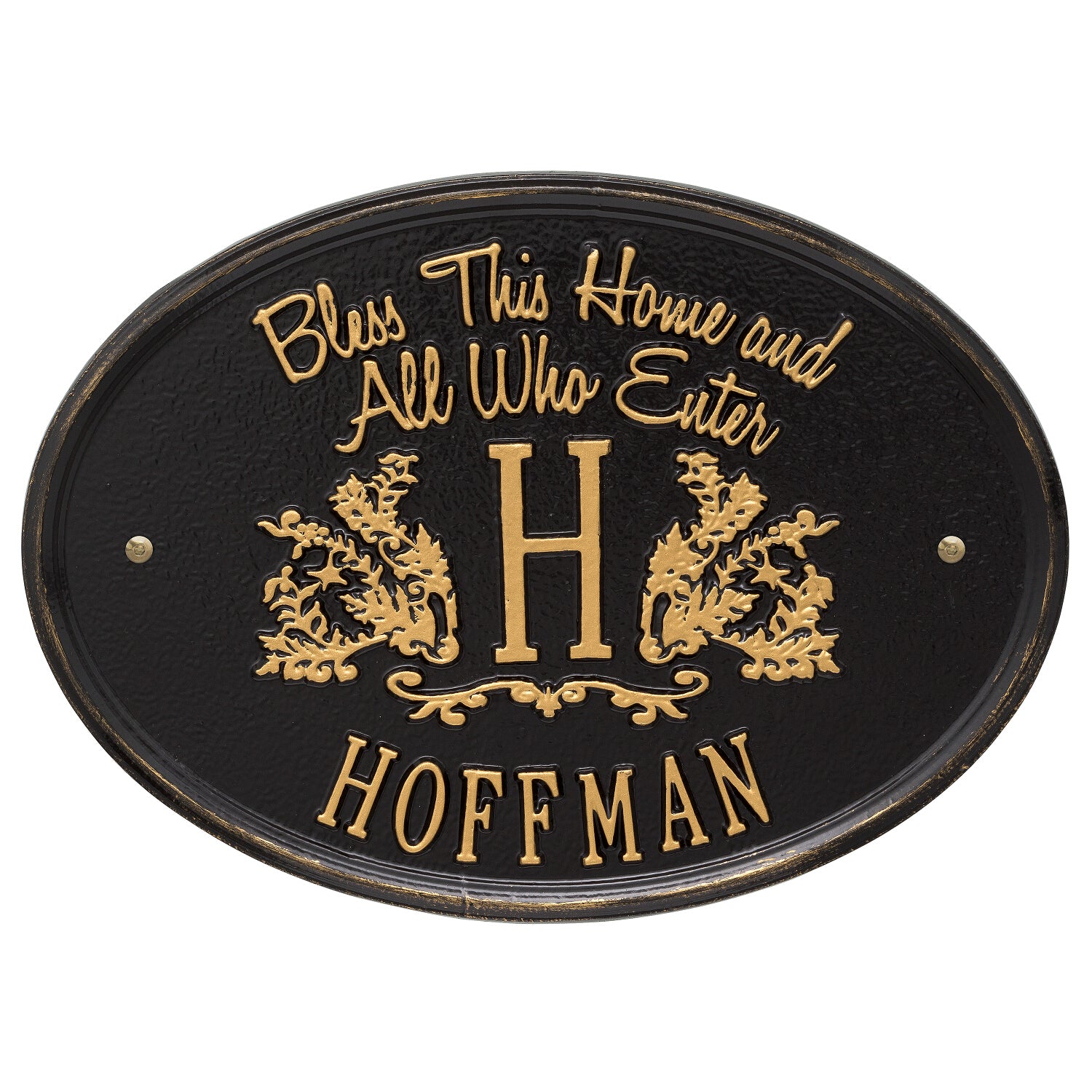 Bless This Home Monogram Oval Personalized Plaque