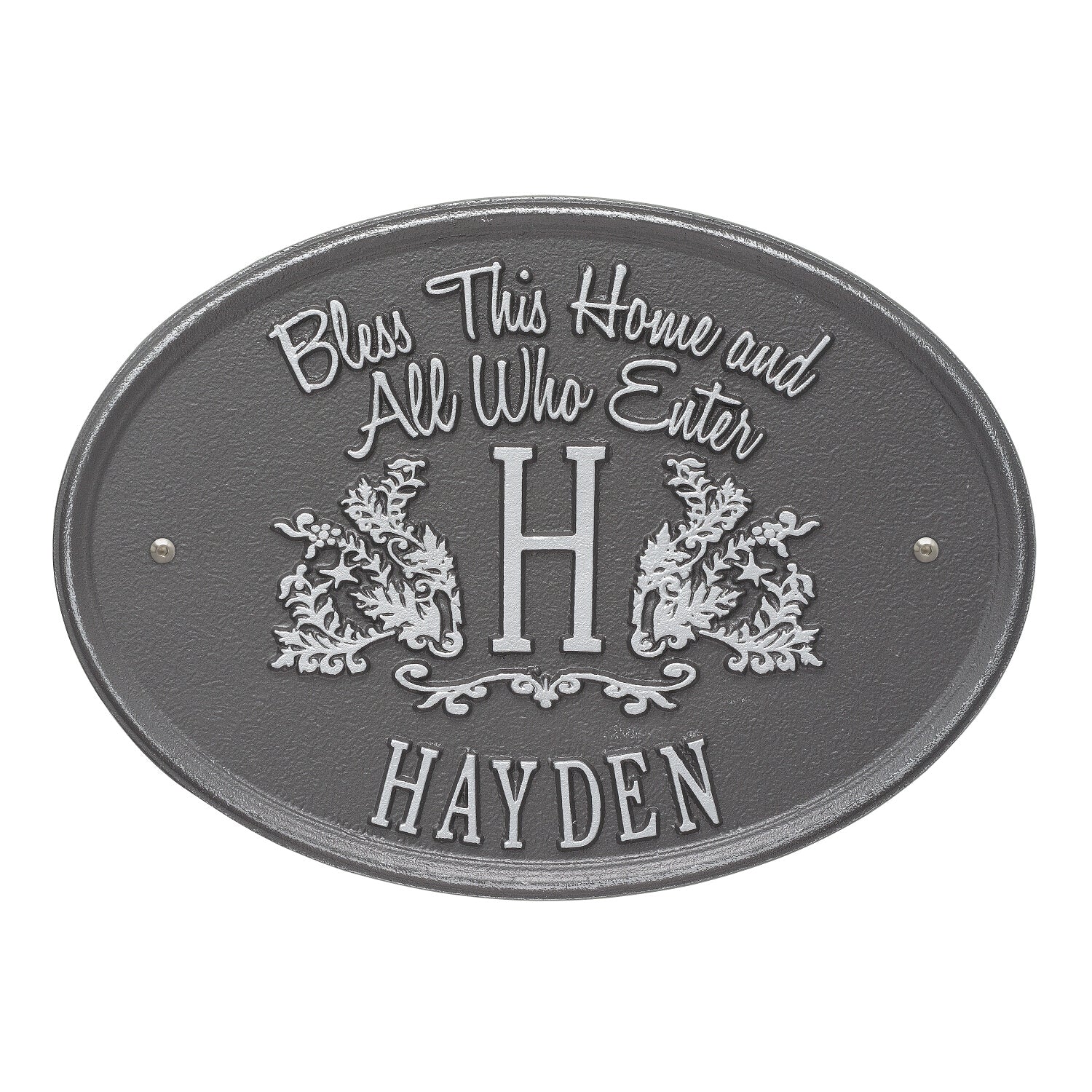 Bless This Home Monogram Oval Personalized Plaque